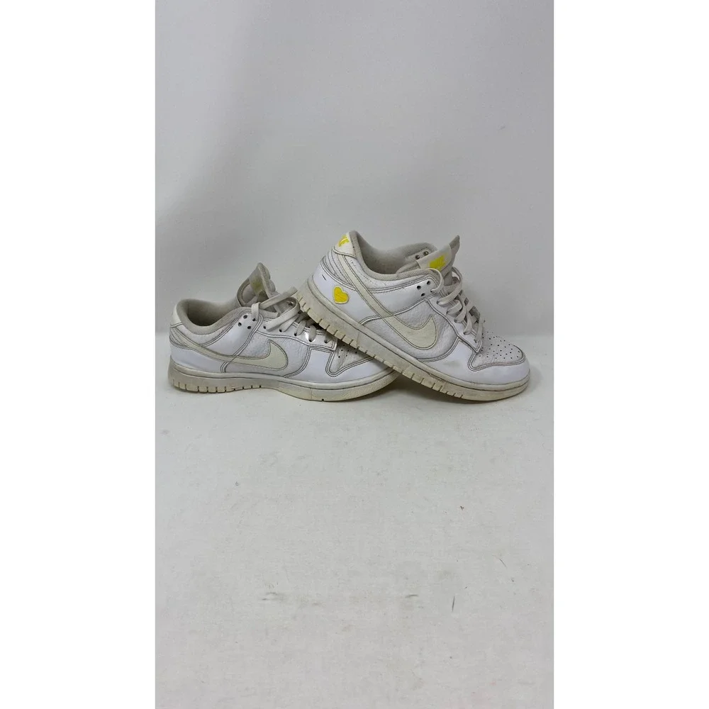 Nike Dunk Low White Pale Yellow Heart FD0803-100 Girls US 5.5Y Sneakers